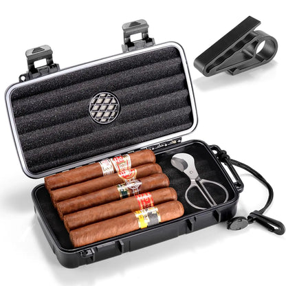 Marvero Portable Cigar Humidor Case - Travel & Cigar Cutter