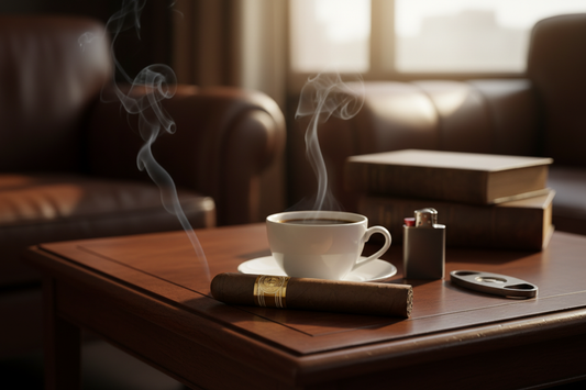 Cigar with a cup of coffee