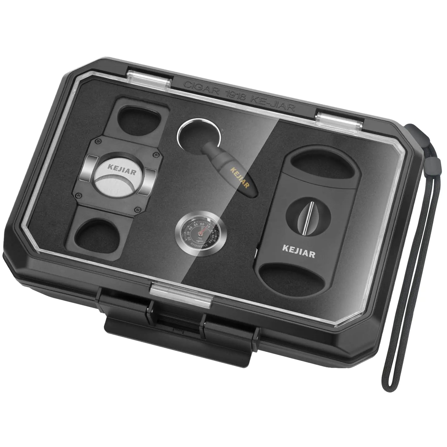 KEJIAR Humidor Cigar Box Double Layer Cigar Humidor with Cigar Cutters Travel Cigar Case