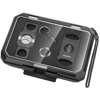 KEJIAR Humidor Cigar Box Double Layer Cigar Humidor with Cigar Cutters Travel Cigar Case